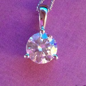 Moissanite Pendant VS EF And Necklace Chain In Sterling Silver